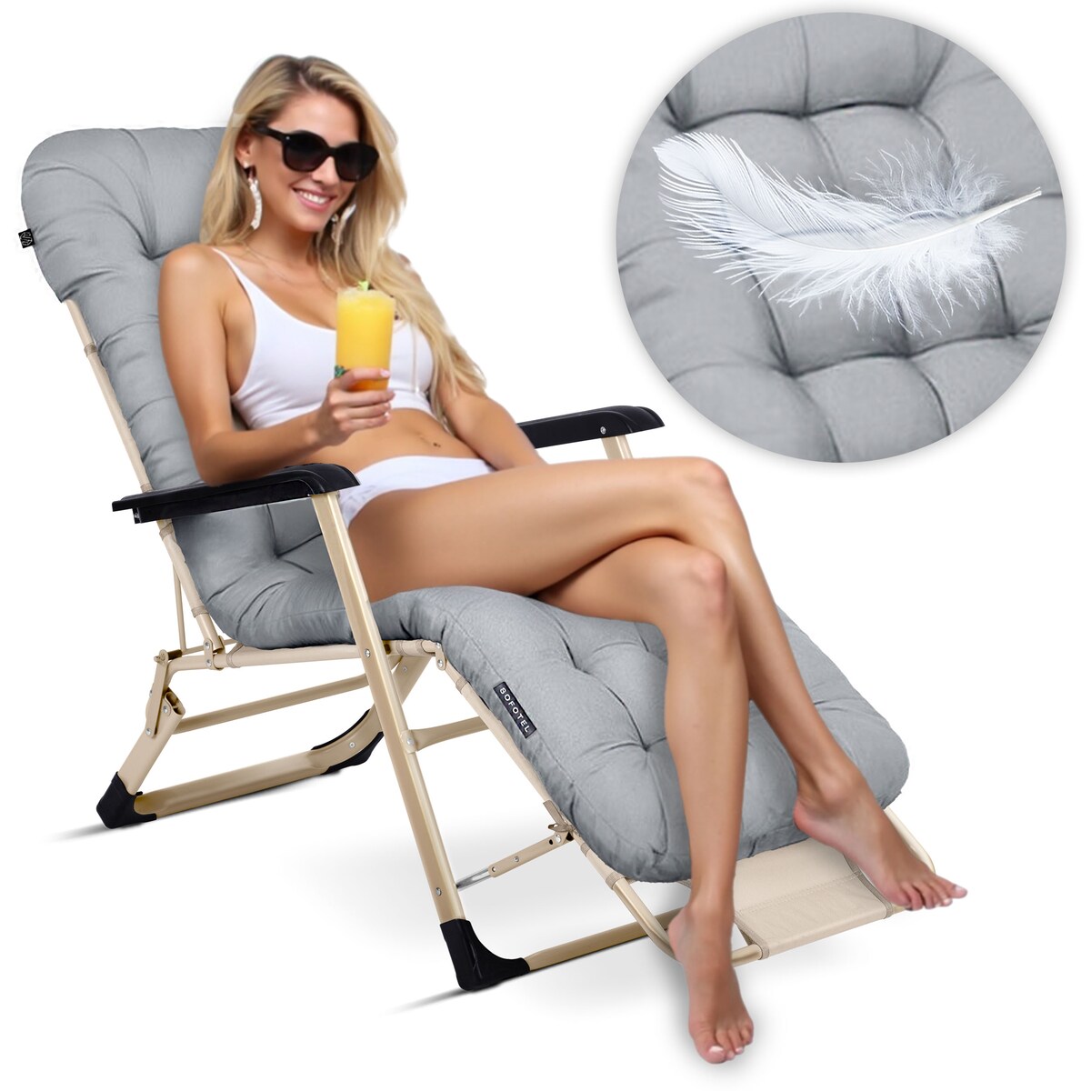 Leżak ogrodowy grawitacyjny z poduszką Sofotel składany fotel na taras balkon