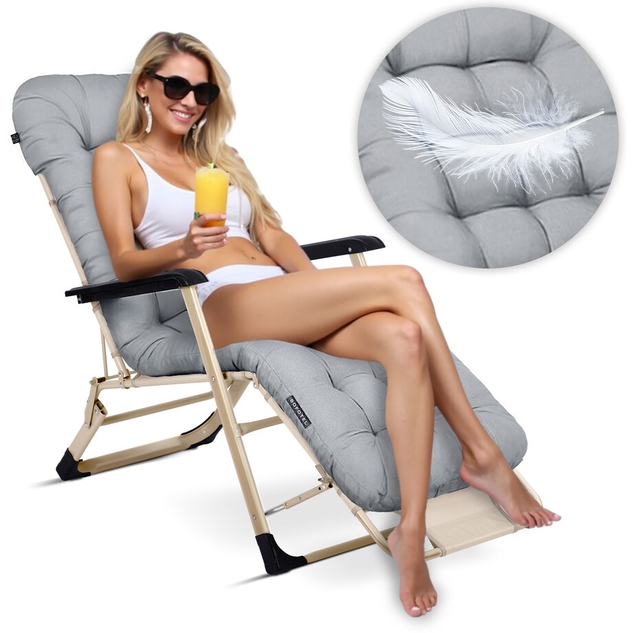 Leżak ogrodowy grawitacyjny z poduszką Sofotel składany fotel na taras balkon