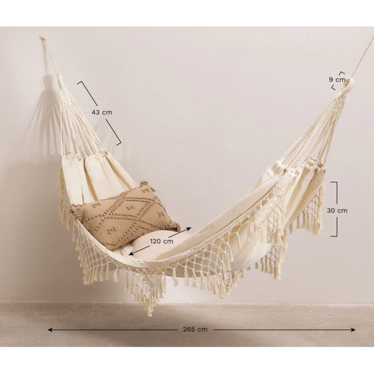 Hamak ogrodowy czarny boho z frędzlami Tuis