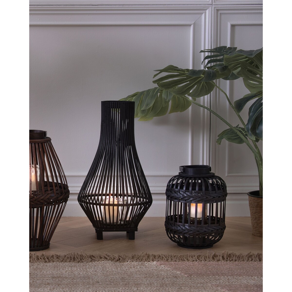 Lampion bambusowy 30 cm czarny BORACAY