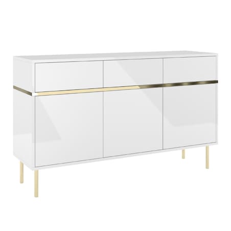 Elegancka biała komoda Dancan MARIKA ze złotymi dodatkami