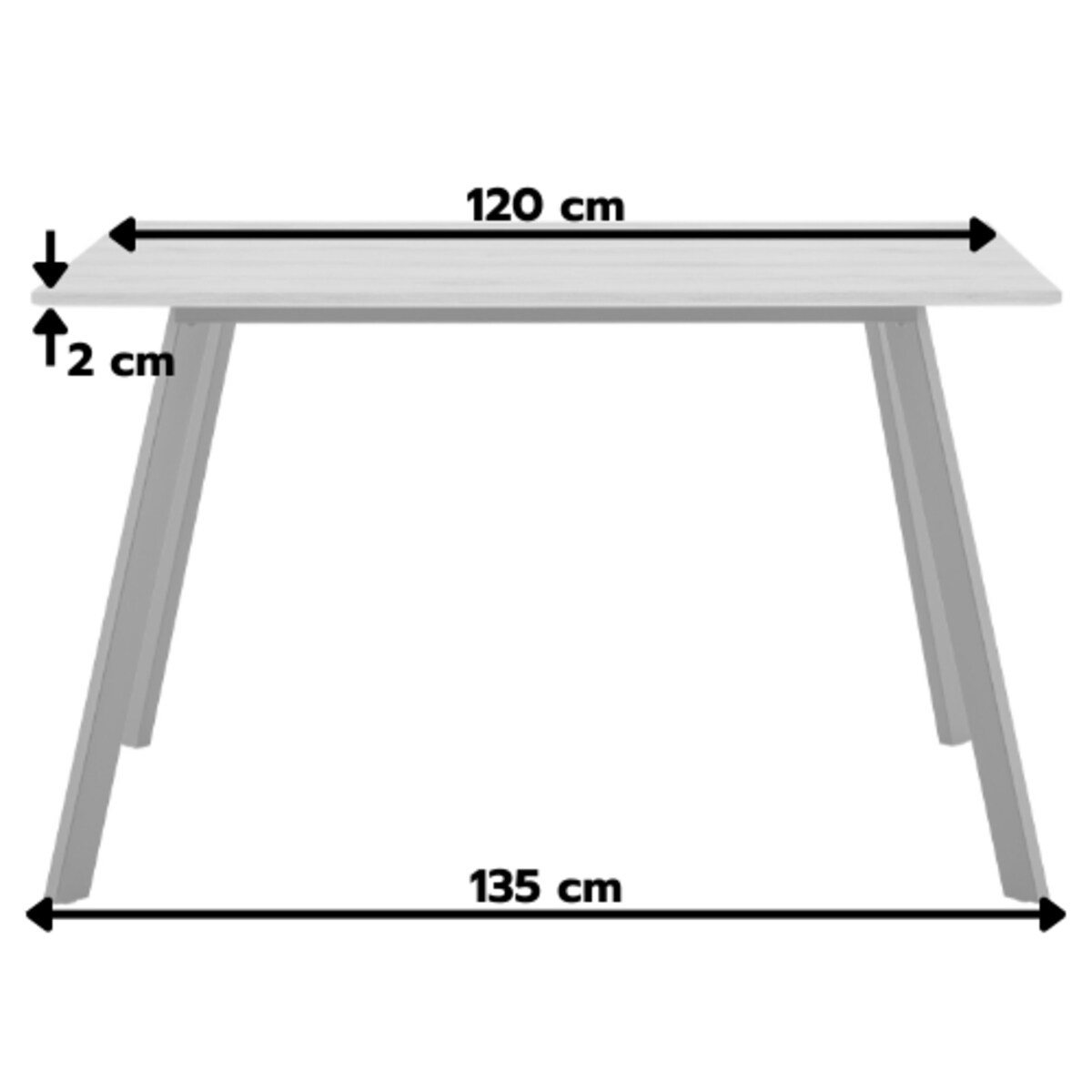 Stół prostokątny loft 120x80 Floriano, jasne drewno, czarne metalowe nogi