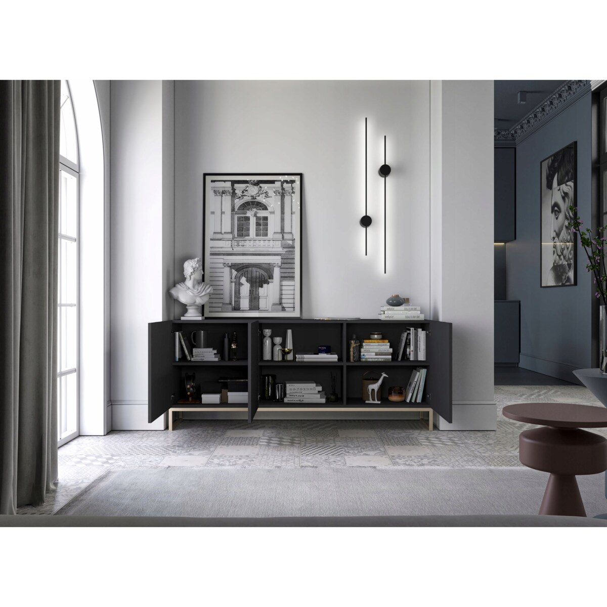 Komoda RTV Glamour Szafka RTV Glamour Czarny Mat 168cm