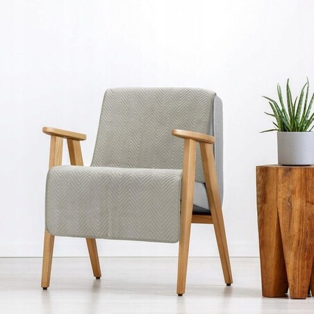 Designerska narzuta welurowa na fotel SOFIA BEŻ 70X160