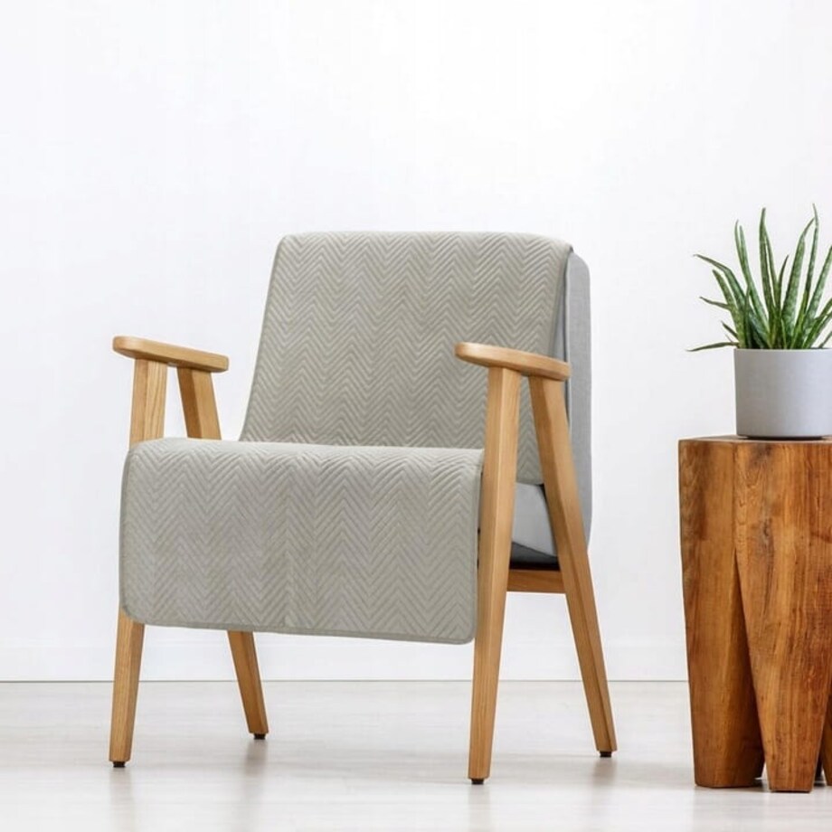 Designerska narzuta welurowa na fotel SOFIA BEŻ 70X160