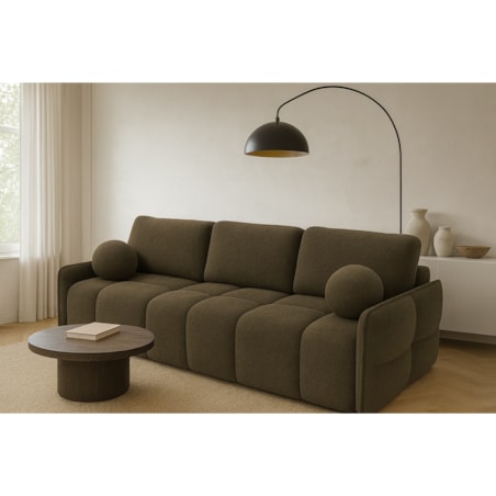 Kanapa z funkcją spania EMILI, obita tkaniną Abriamo, kolor taupe