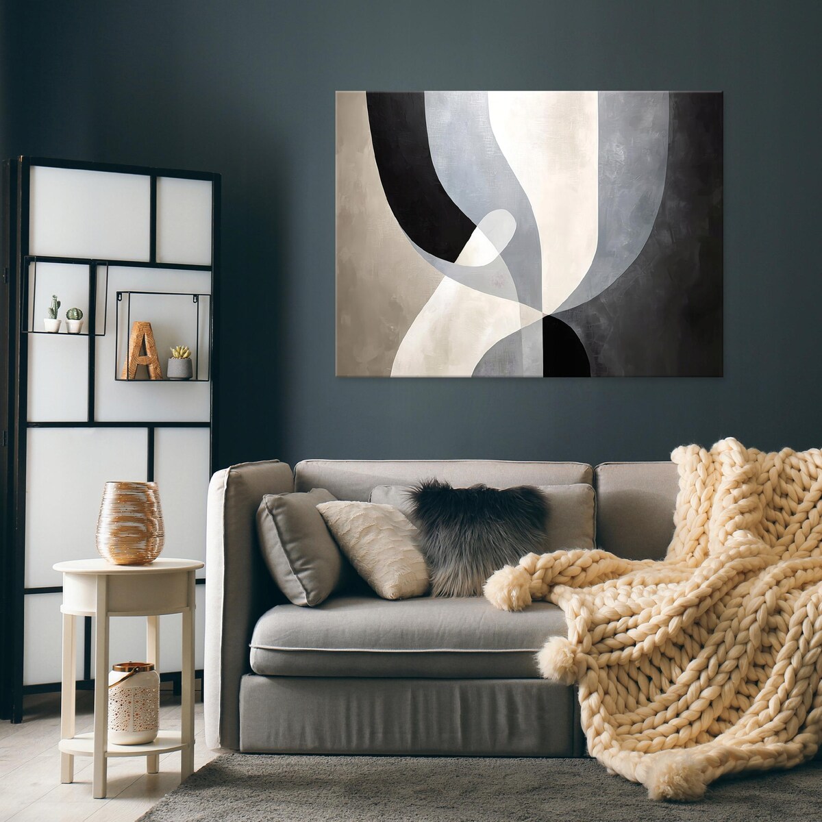Obraz Do Sypialni Salonu Na Płótnie Abstrakcja Nowoczesny Czarny 100x70