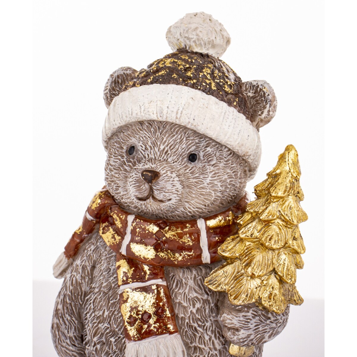 Figurka świąteczna - szary Miś 13,5x7x6 cm CAPELLO z choinką