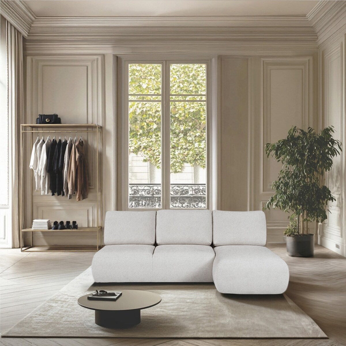 Mirel Sofa narożna prawa bez podłokietników szara