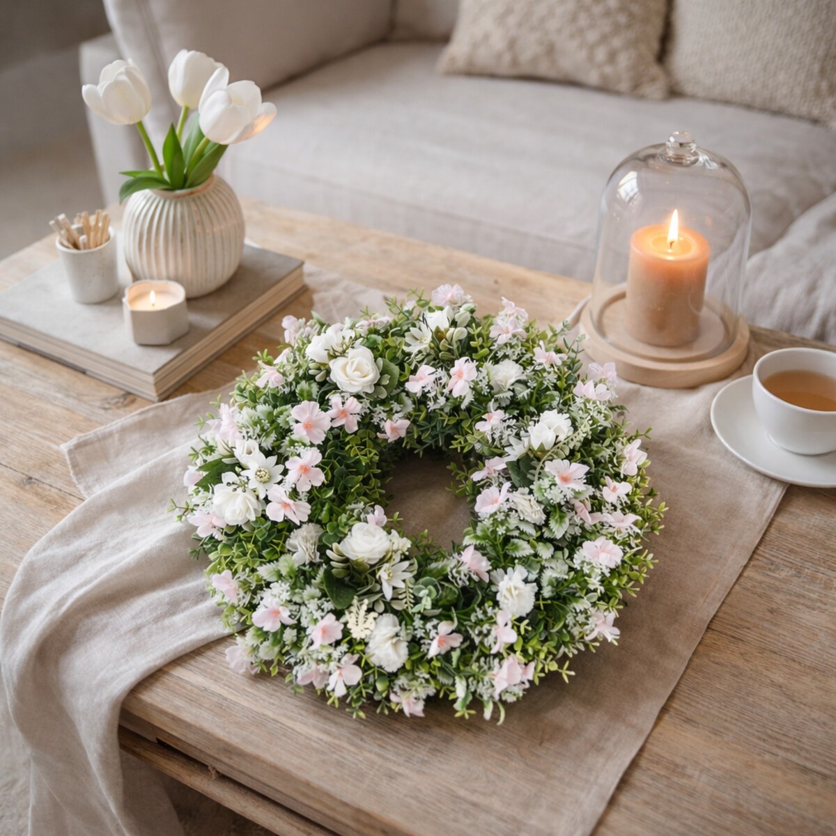 Wiosenny wianek stroik wielkanocny MAYA 45 cm