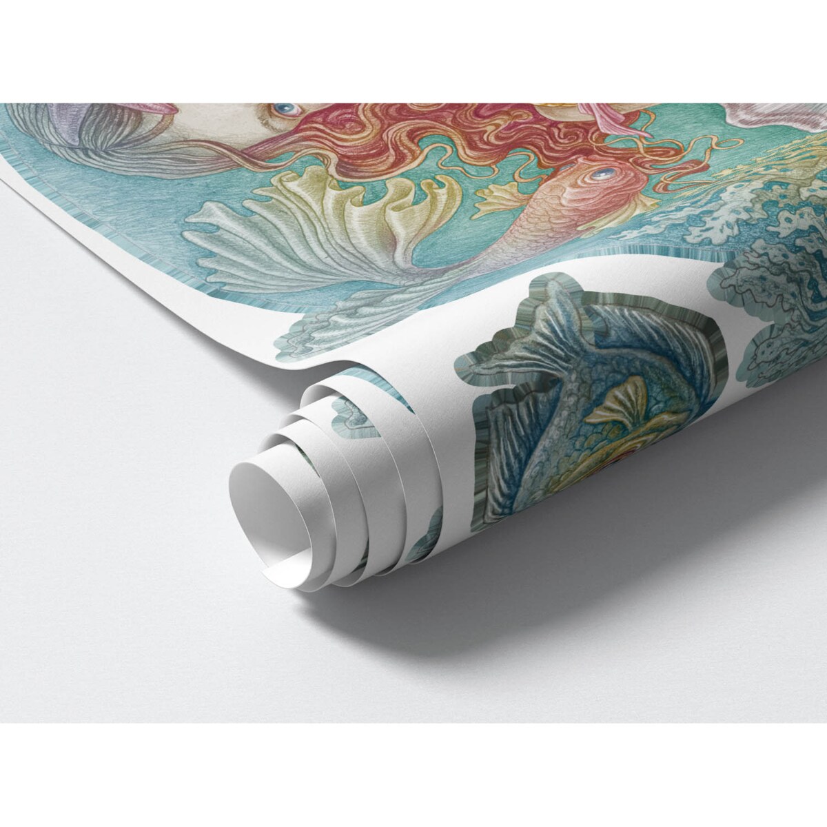 Zestaw naklejek na ścianę, Syrena świat rysunkowy, 130cm