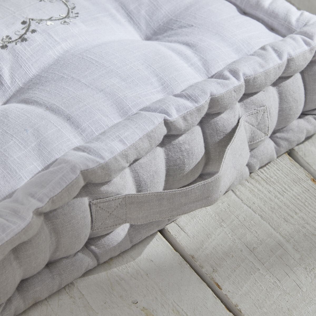 Poduszka do siedzenia na podłodze CONSTANCE, muślinowa bawełna, 40 x 40 x 10 cm