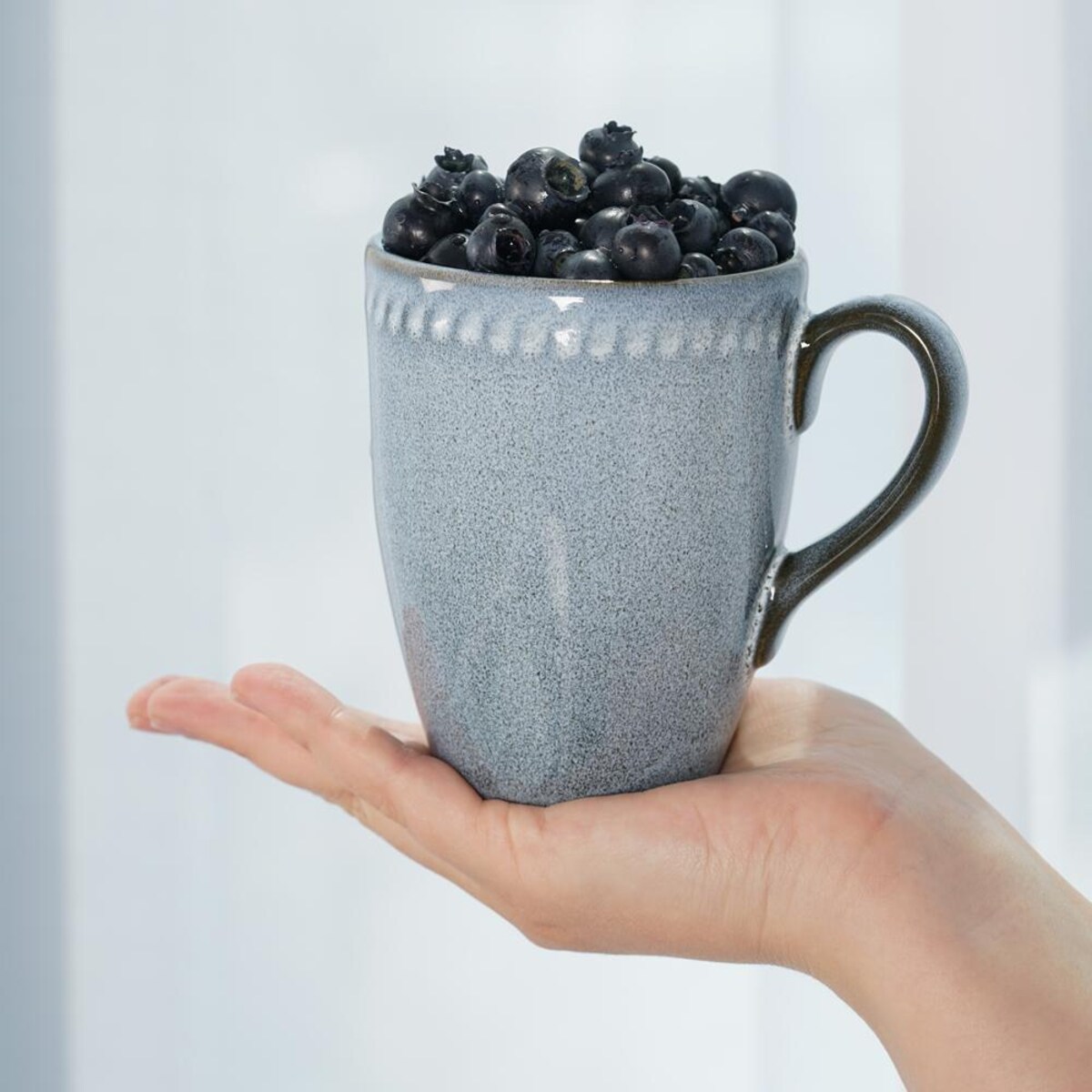 VILLA ITALIA Zestaw kubków ceramicznych niebieskich 380 ml 6 sztuk DENIM