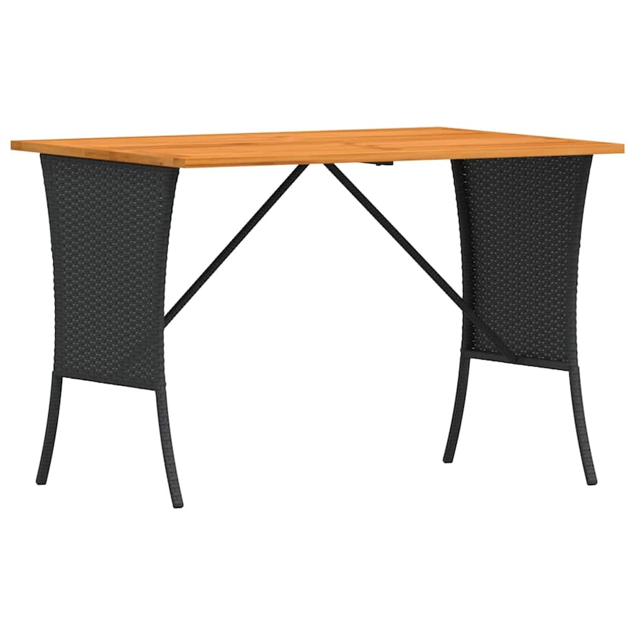 vidaXL Stół ogrodowy z blatem z drewna akacjowego czarny 105x75x72 cm
