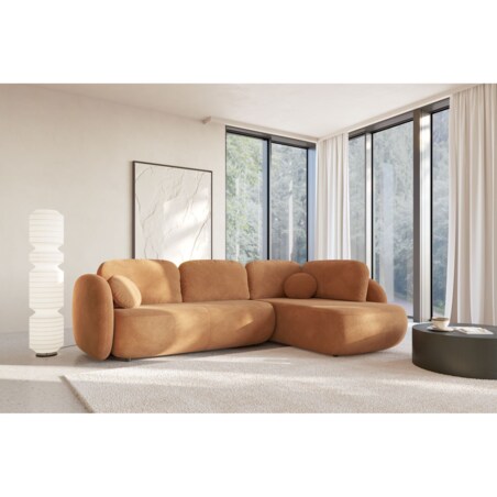 Nowoczesny Narożnik rozkładany OLIVIO II, prawy, pomarańczowy