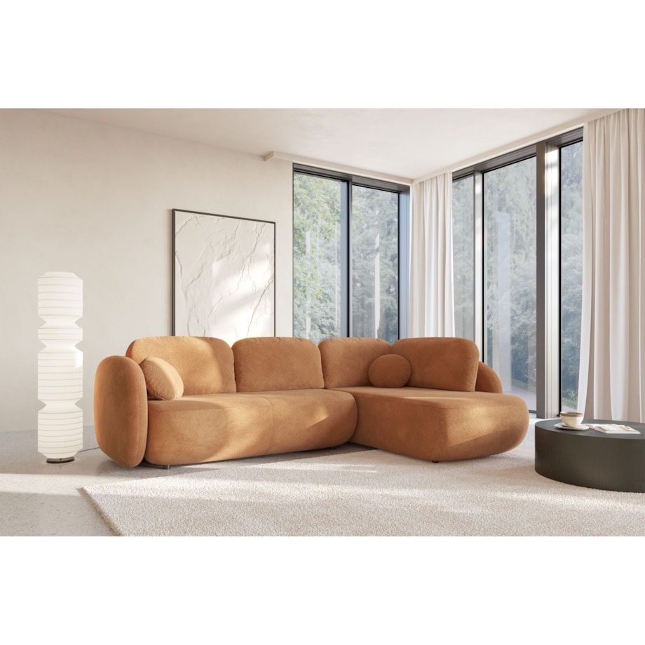 Nowoczesny Narożnik rozkładany OLIVIO II, prawy, pomarańczowy