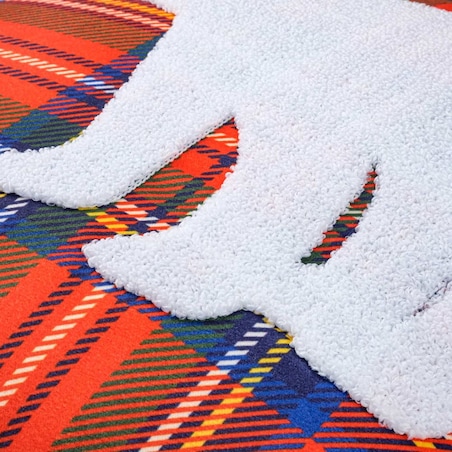 Poszewka dekoracyjna świąteczna 45X45 czerwona w kratę, niedźwiedź