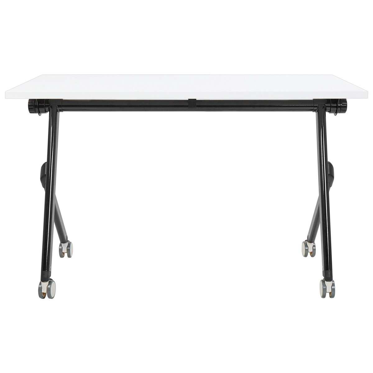 Biurko składane z kółkami 120 x 60 cm białe z czarnym BENDI