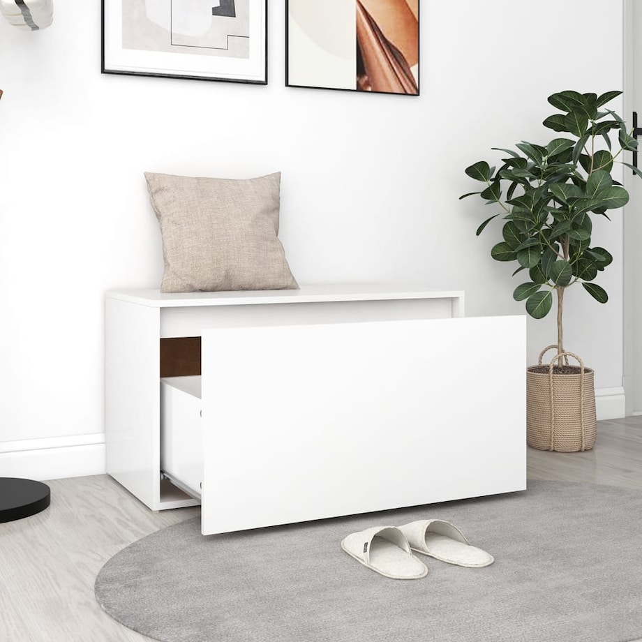 vidaXL Ławka do przedpokoju, biała 80x40x45 cm materiał drewnopochodny