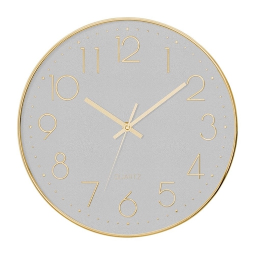 Zegar ścienny do sypialni, pokoju dziecięcego z cichym mechanizmem, szary, Ø 30 cm