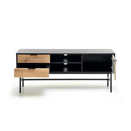 SZAFKA RTV Nihala 150/40/61 cm CZARNA fronty dąb artisan