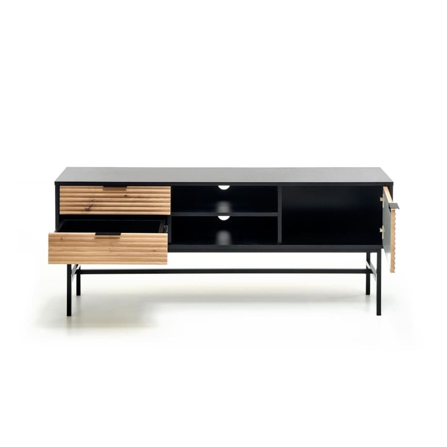 SZAFKA RTV Nihala 150/40/61 cm CZARNA fronty dąb artisan