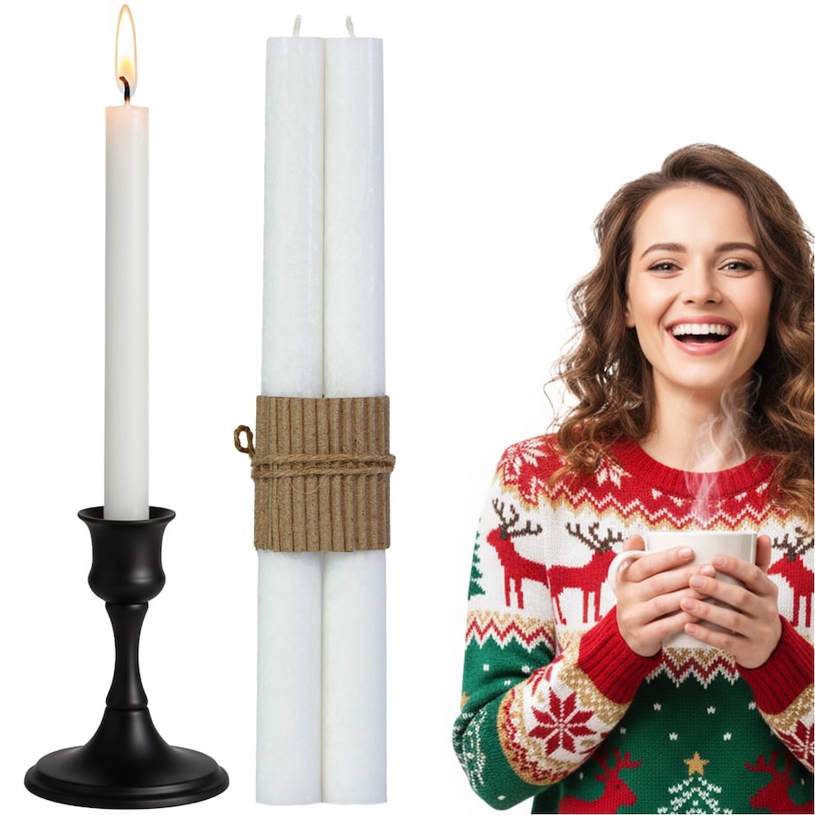 Świece Tradycyjne Proste Świąteczne Świeczki Do Kolacji Wigilijnej 2 Szt. Biała