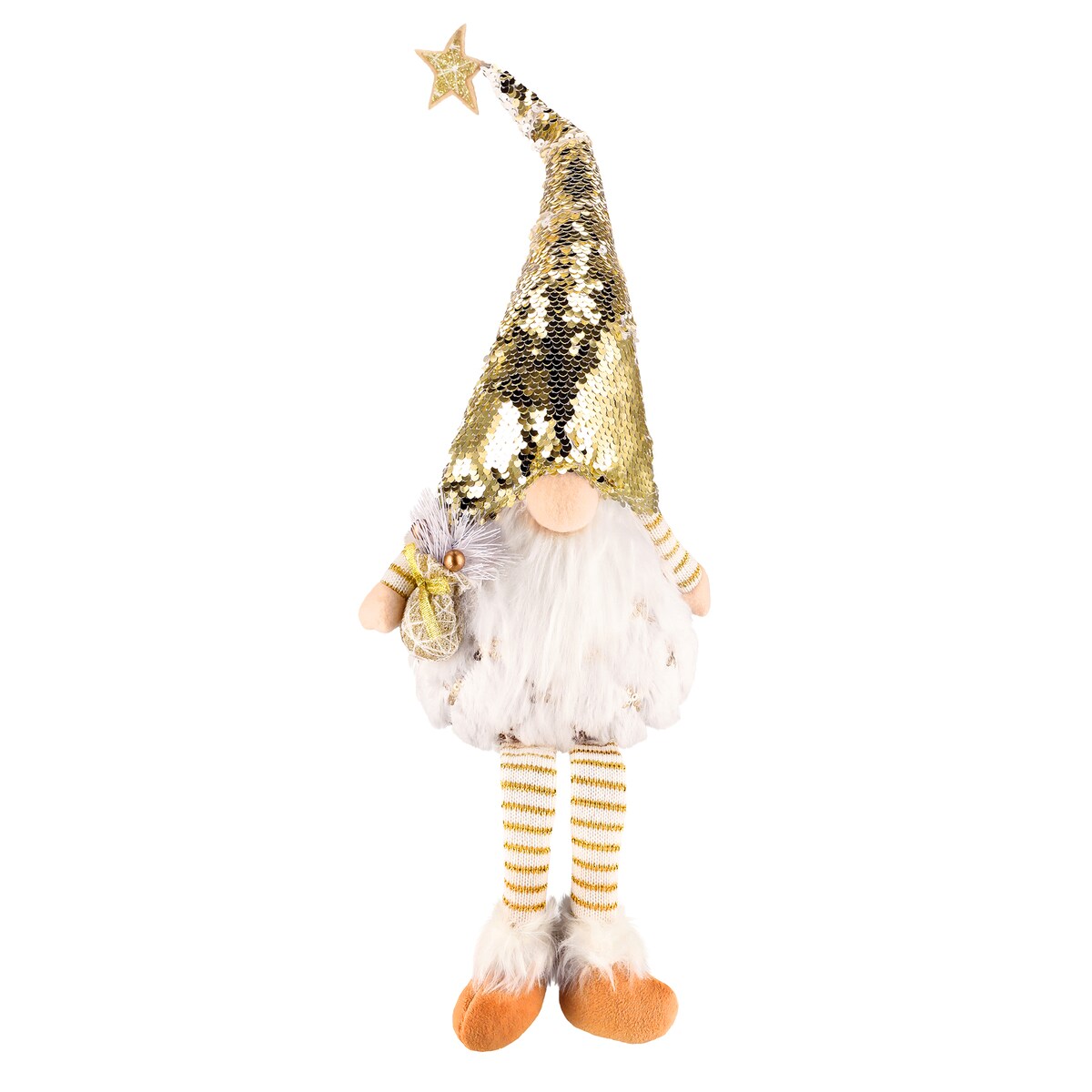 SKRZAT świąteczny ŚWIECĄCY krasnal Mikołaj DUŻY biały DEKORACJA gnom JUMI