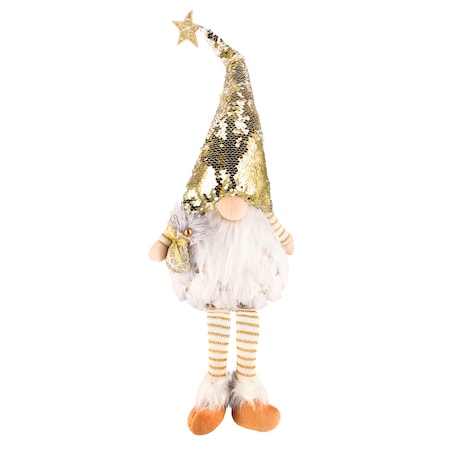 SKRZAT świąteczny ŚWIECĄCY krasnal Mikołaj DUŻY biały DEKORACJA gnom JUMI