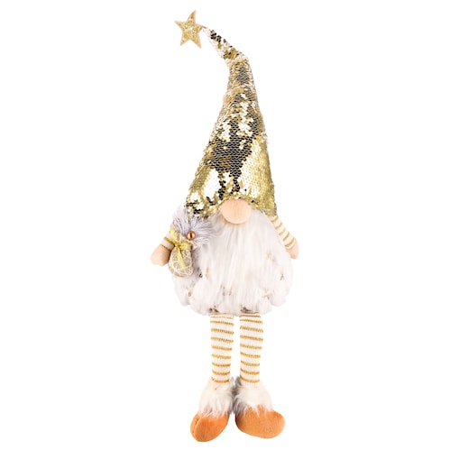 SKRZAT świąteczny ŚWIECĄCY krasnal Mikołaj DUŻY biały DEKORACJA gnom JUMI