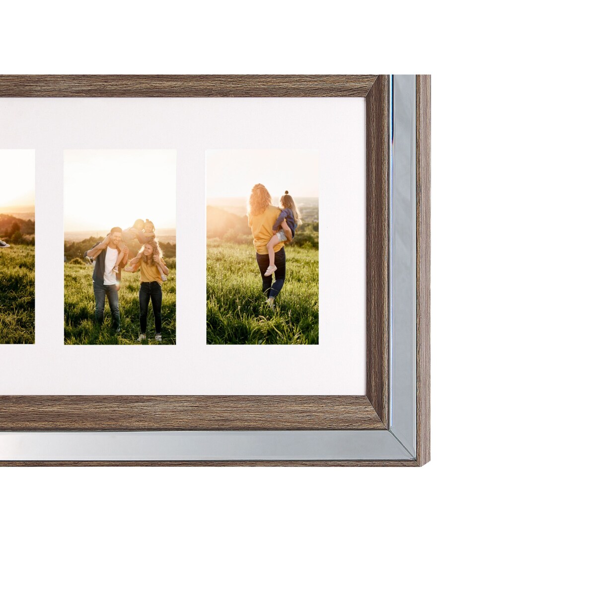 Multiramka na 3 zdjęcia lustrzana ciemne drewno SINTA