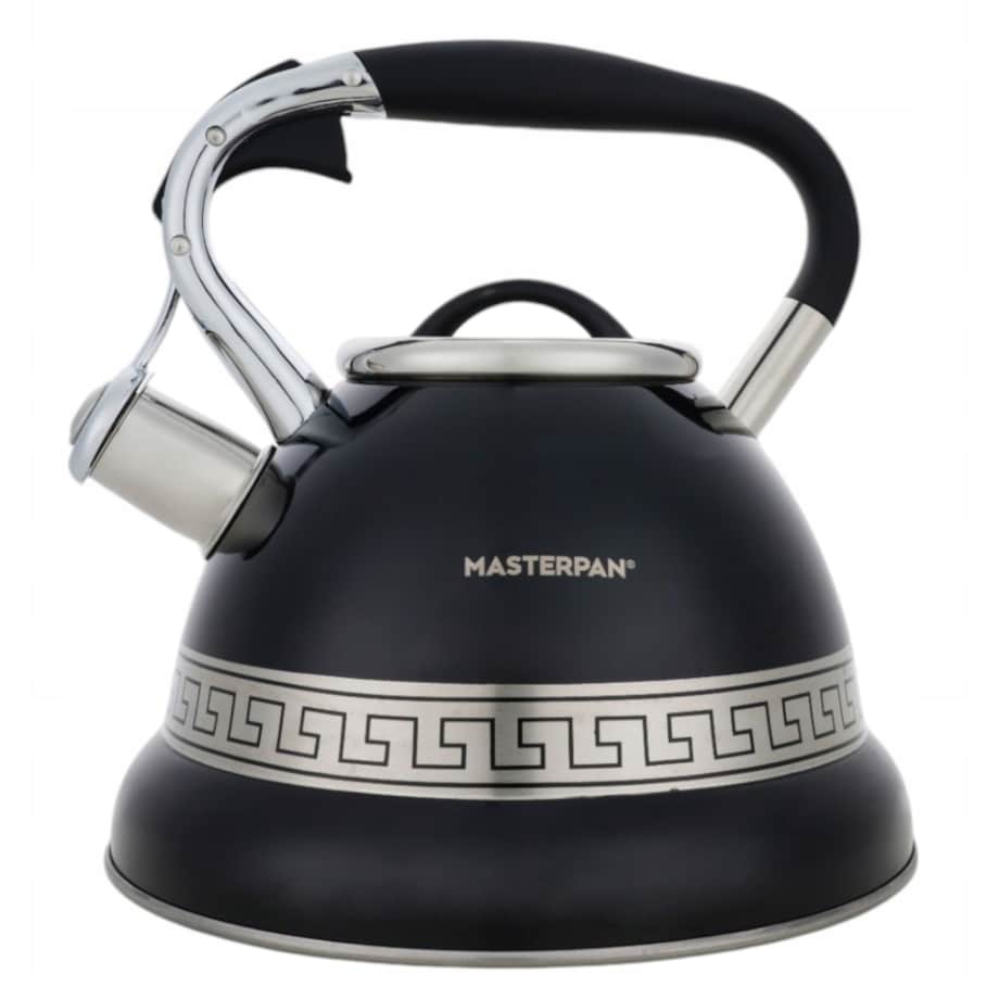 Duży Czarny Tradycyjny Czajnik Z Gwizdkiem Stalowy 3L Na Indukcję Gaz