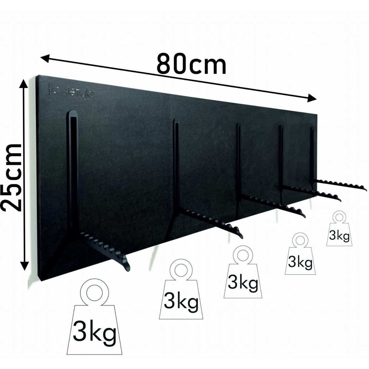 Wieszak na Ubrania czarny 25x80cm na kurtki