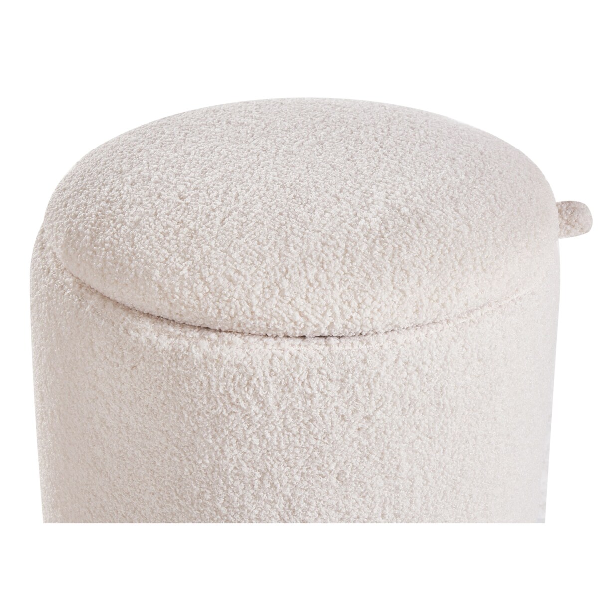 Zestaw 2 pufów boucle ze schowkiem złamana biel BEREA