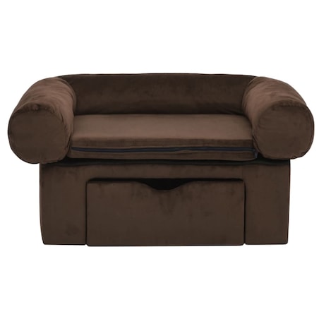 vidaXL Sofa dla psa, z szufladą, brązowa, 75x50x38 cm, pluszowa