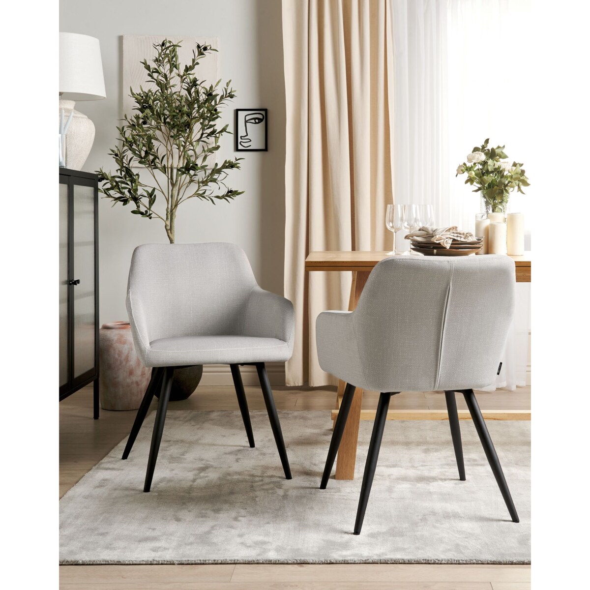 Zestaw 2 krzeseł do jadalni beżowoszary CASMALIA