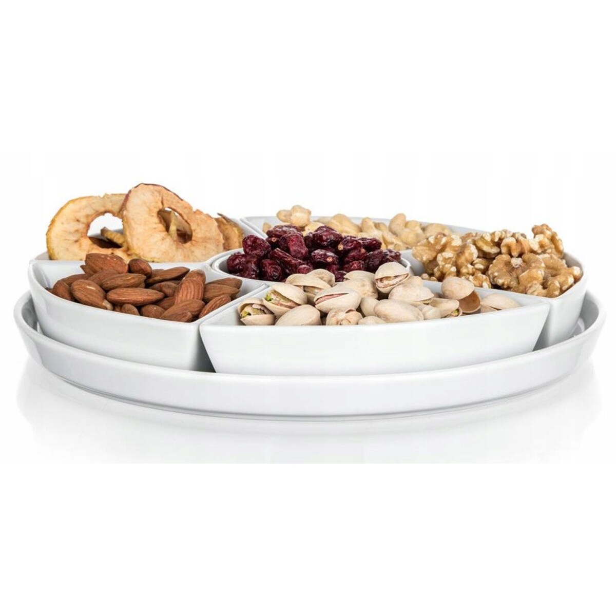 OKRĄGŁY TALERZ SALATERKA PATERA dzielona CERAMIKA biała na przekąski 26 cm