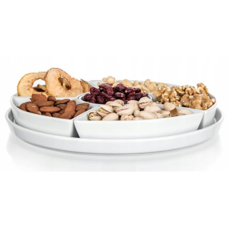 OKRĄGŁY TALERZ SALATERKA PATERA dzielona CERAMIKA biała na przekąski 26 cm