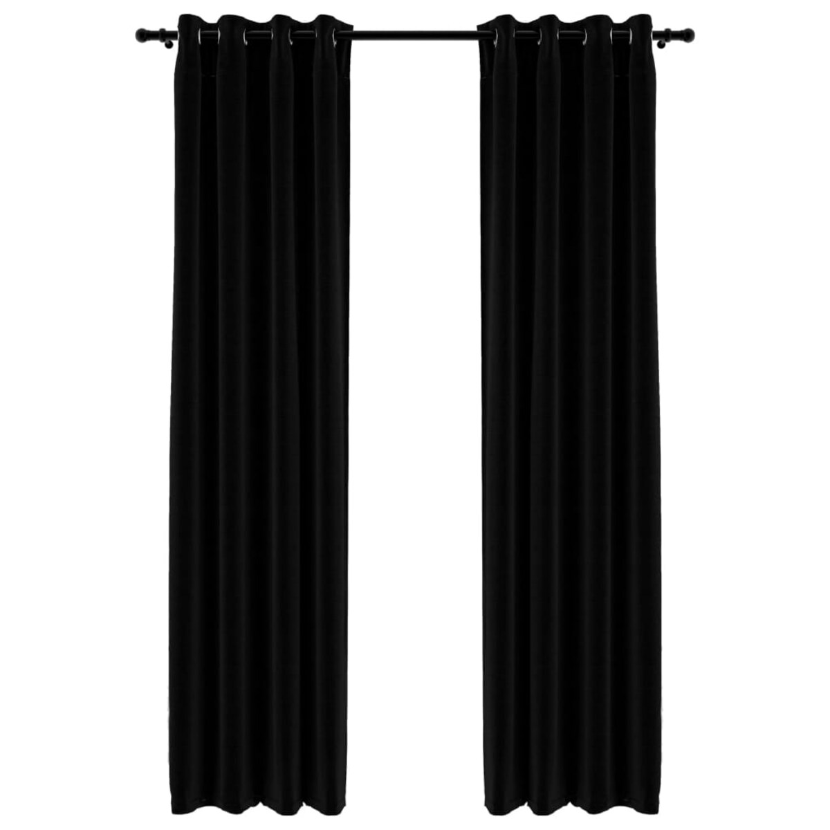 vidaXL Zasłony stylizowane na lniane, 2 szt., czarne, 140x245 cm