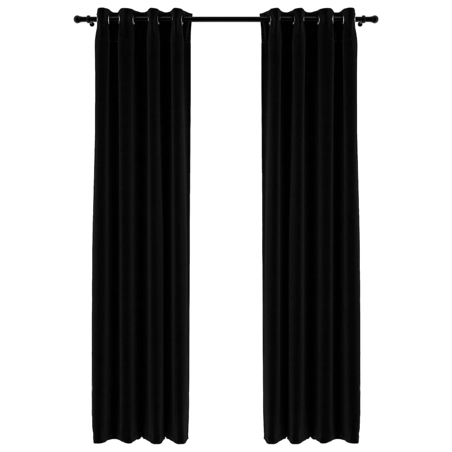 vidaXL Zasłony stylizowane na lniane, 2 szt., czarne, 140x245 cm