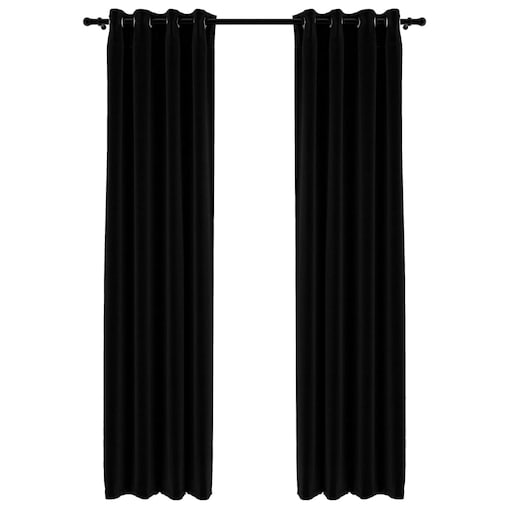 vidaXL Zasłony stylizowane na lniane, 2 szt., czarne, 140x245 cm