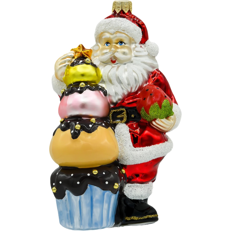 Bombka choinkowa - Święty Mikołaj z babeczkami