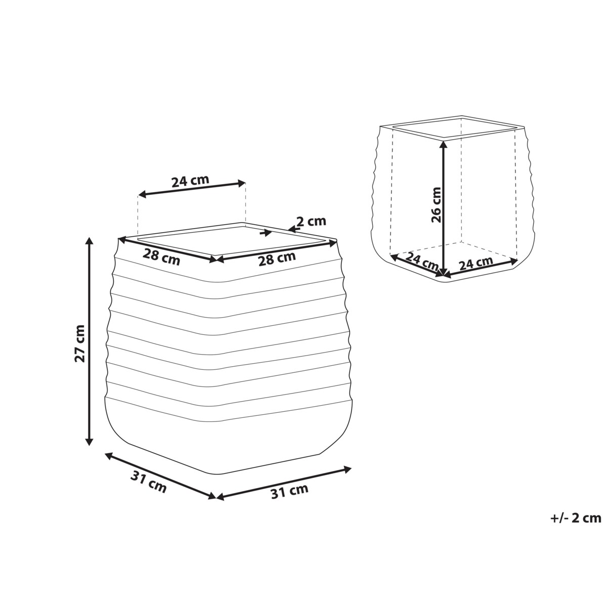Doniczka 28 x 28 x 27 cm biała PARIKIA