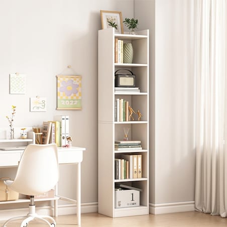 Biały regał stojący na książki półki wysoki skandynawski słupek szafa 180cm