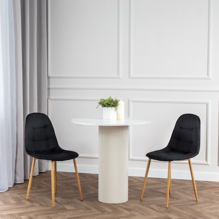 Krzesło tapicerowane czarne welurowe pikowane do salonu jadalni