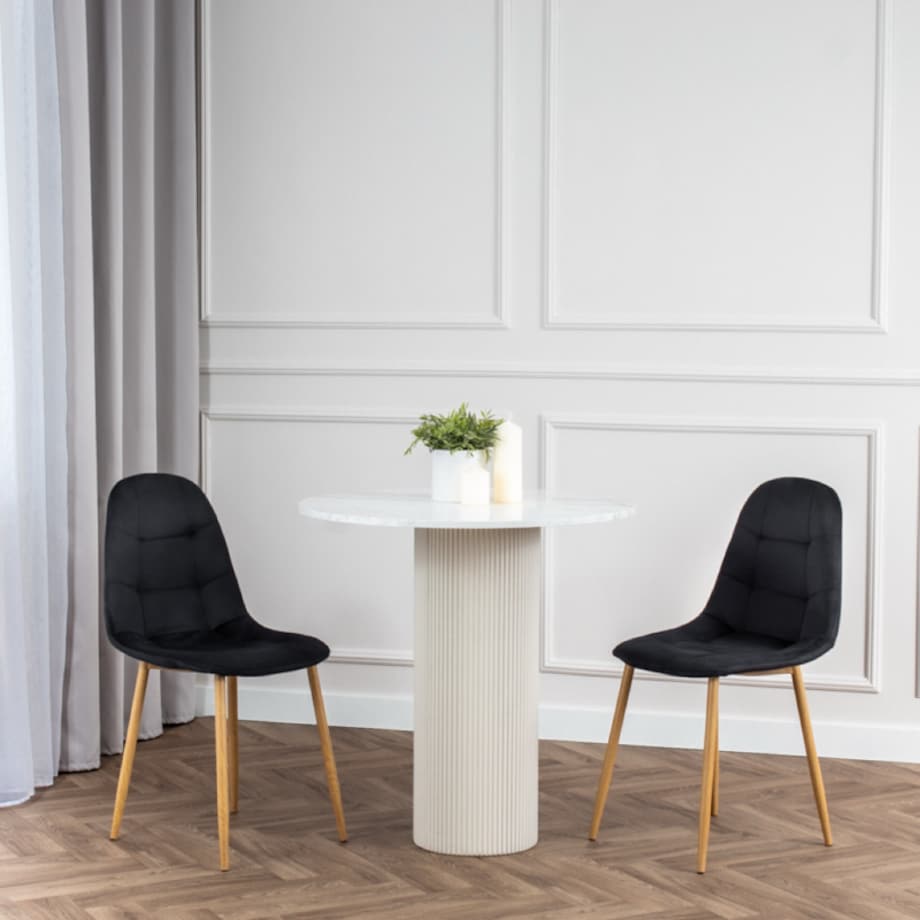 Krzesło tapicerowane czarne welurowe pikowane do salonu jadalni