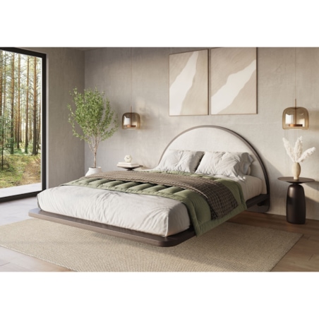 Łóżko lewitujące drewniane bukowe Visby MOMOKO / 140x200 cm, kolor palisander