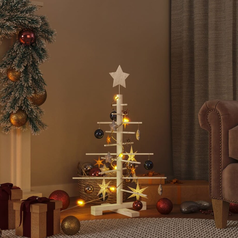 vidaXL Drewniana choinka do udekorowania, 75 cm, lite drewno sosnowe