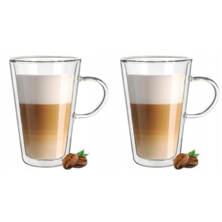 2x SZKLANKA KUBEK termiczna 250 ml podwójna ścianka na kawę herbatę napoje