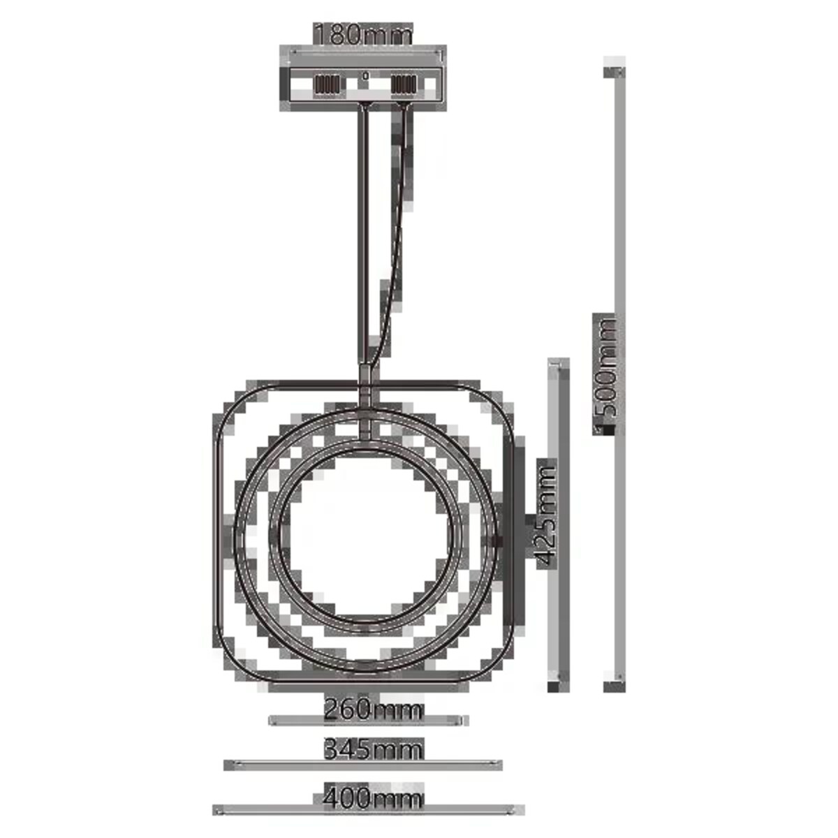 aluminiowa lampa wisząca 30w 2700k kwadrat 150 cm